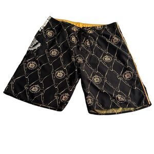Volcom Men’s Swim Trunks Black Yellow Gold Sz 40